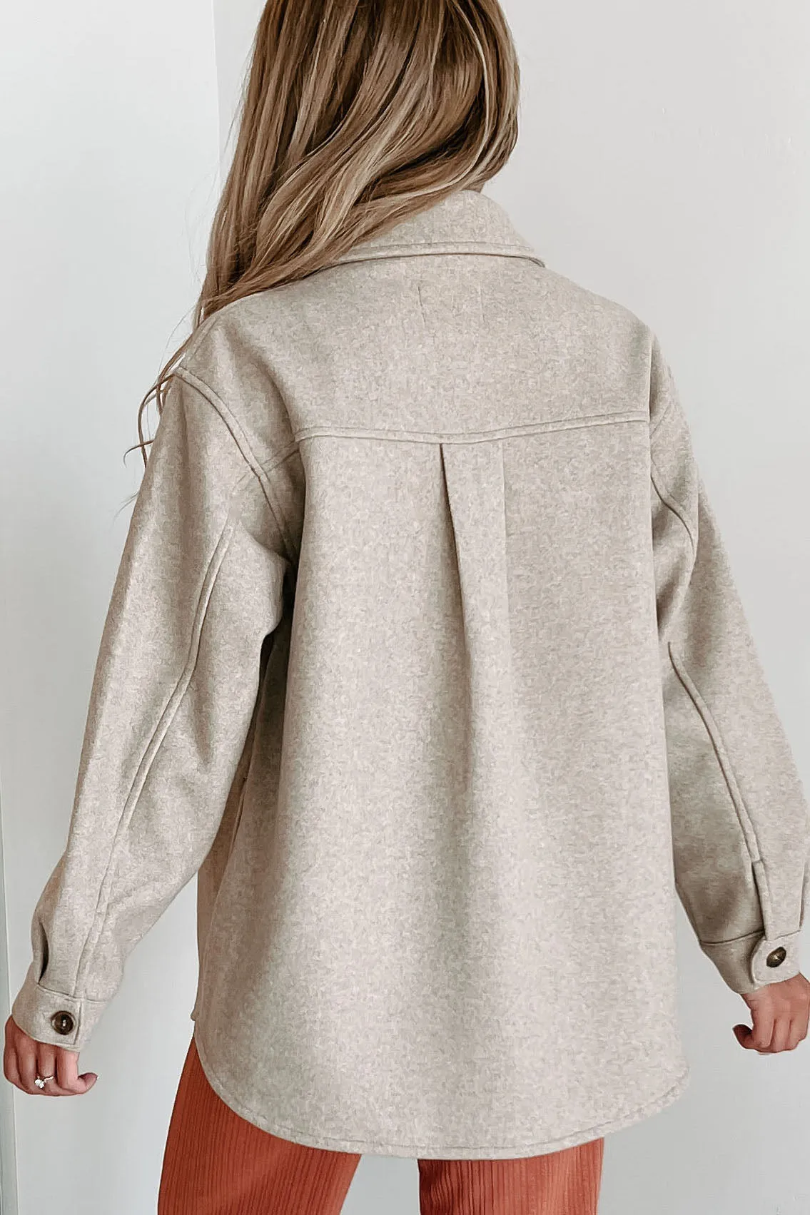 In Real Time Brushed Fleece Shacket (Oatmeal)