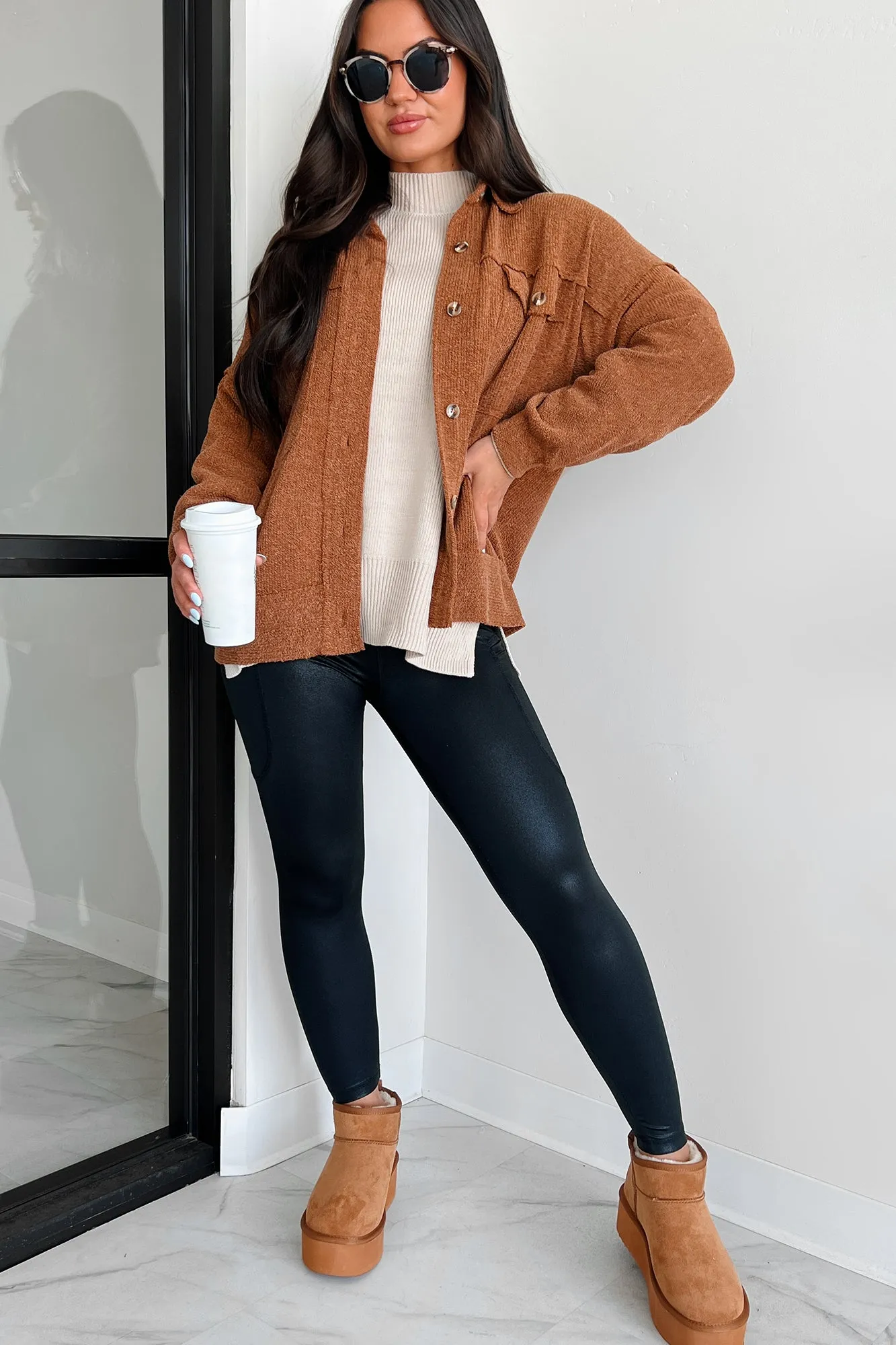 Iona Knit Shacket (Brown)