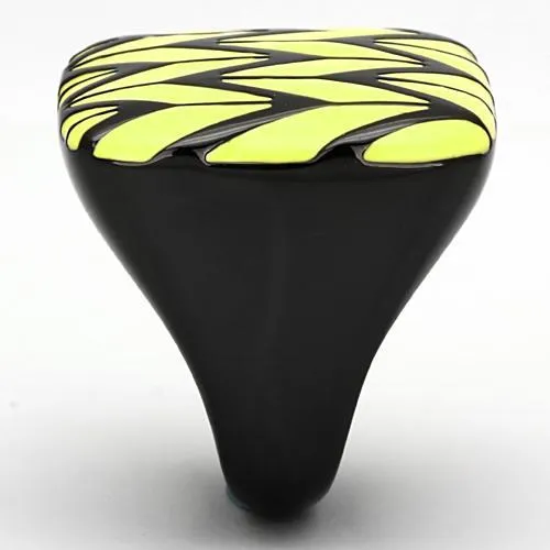 IP Black(Ion Plating) Stainless Steel Ring with Epoxy in Topaz for Women Style TK872