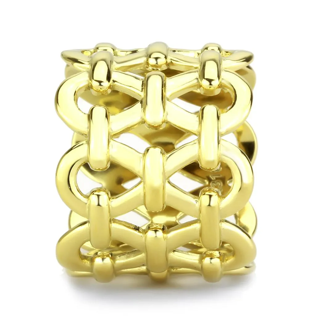 IP Gold(Ion Plating) Stainless Steel Ring with No Stone for Women Style TK3716