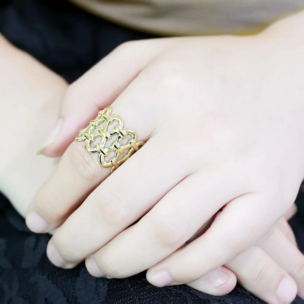 IP Gold(Ion Plating) Stainless Steel Ring with No Stone for Women Style TK3716