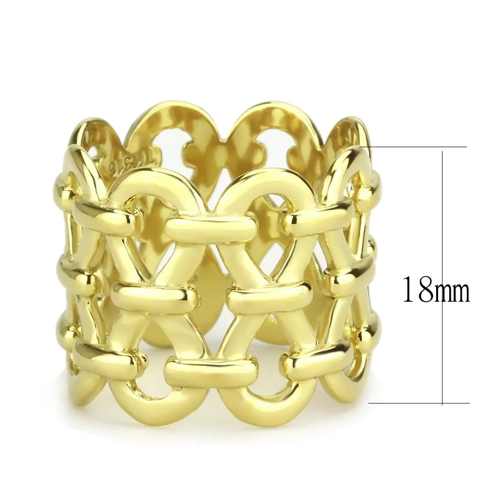 IP Gold(Ion Plating) Stainless Steel Ring with No Stone for Women Style TK3716