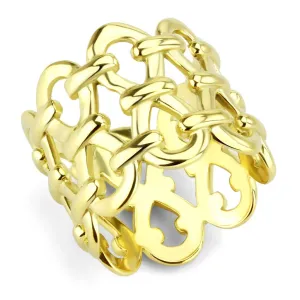 IP Gold(Ion Plating) Stainless Steel Ring with No Stone for Women Style TK3716