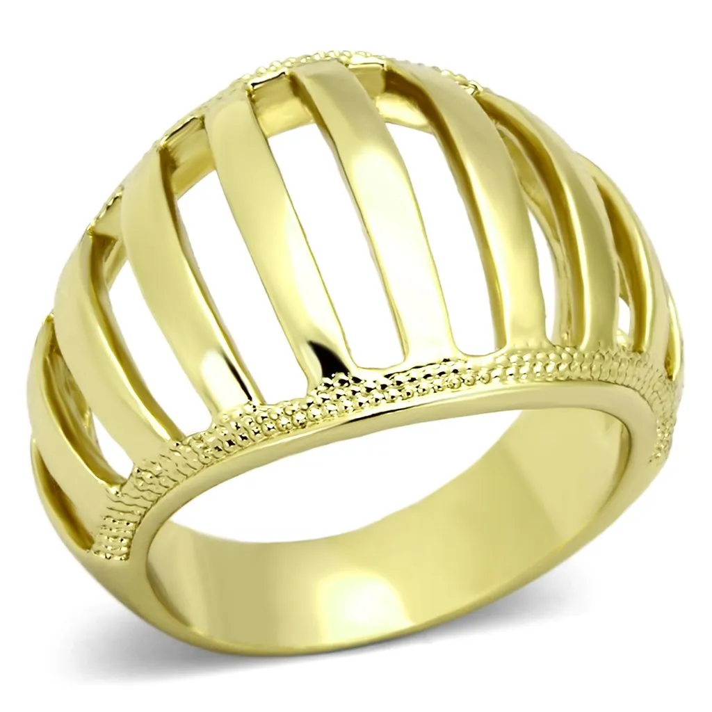 IP Gold(Ion Plating) Stainless Steel Ring with No Stone for Women Style TK858