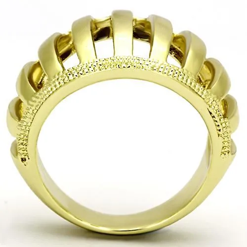 IP Gold(Ion Plating) Stainless Steel Ring with No Stone for Women Style TK858