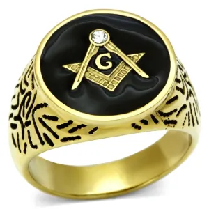 IP Gold(Ion Plating) Stainless Steel Ring with Top Grade Crystal in Clear for Women Style TK768