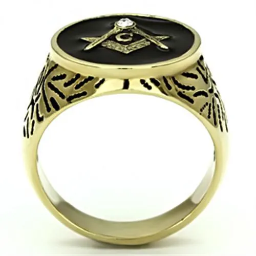 IP Gold(Ion Plating) Stainless Steel Ring with Top Grade Crystal in Clear for Women Style TK768