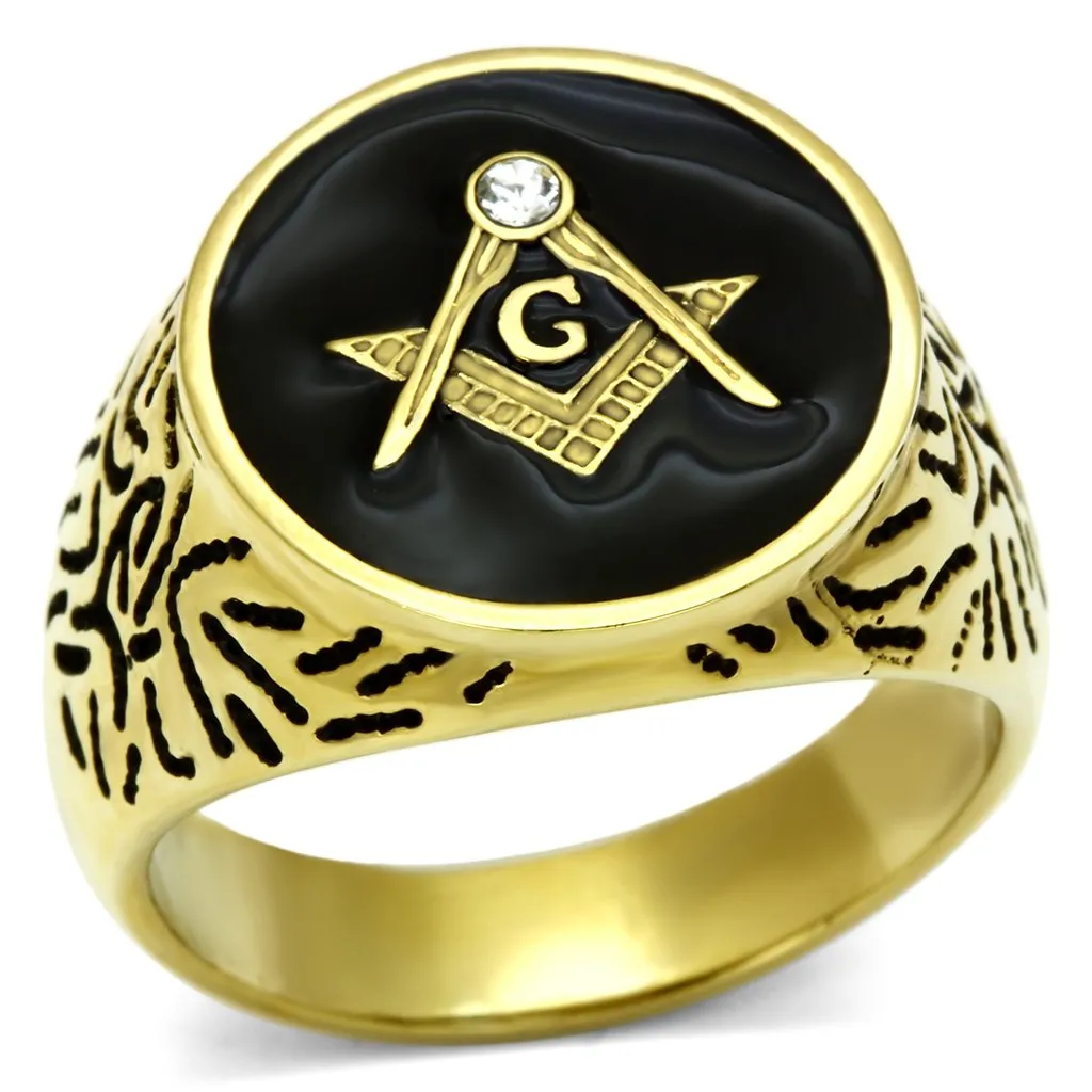 IP Gold(Ion Plating) Stainless Steel Ring with Top Grade Crystal in Clear for Women Style TK768