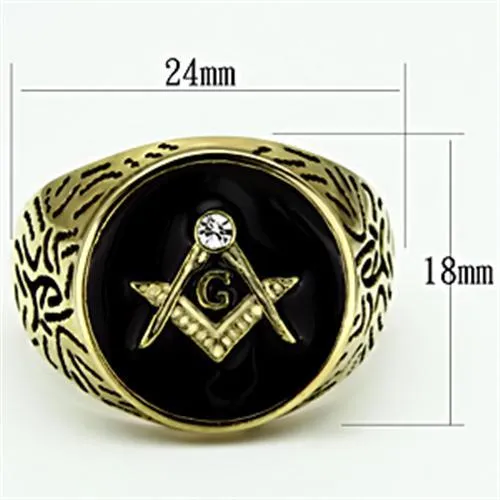 IP Gold(Ion Plating) Stainless Steel Ring with Top Grade Crystal in Clear for Women Style TK768