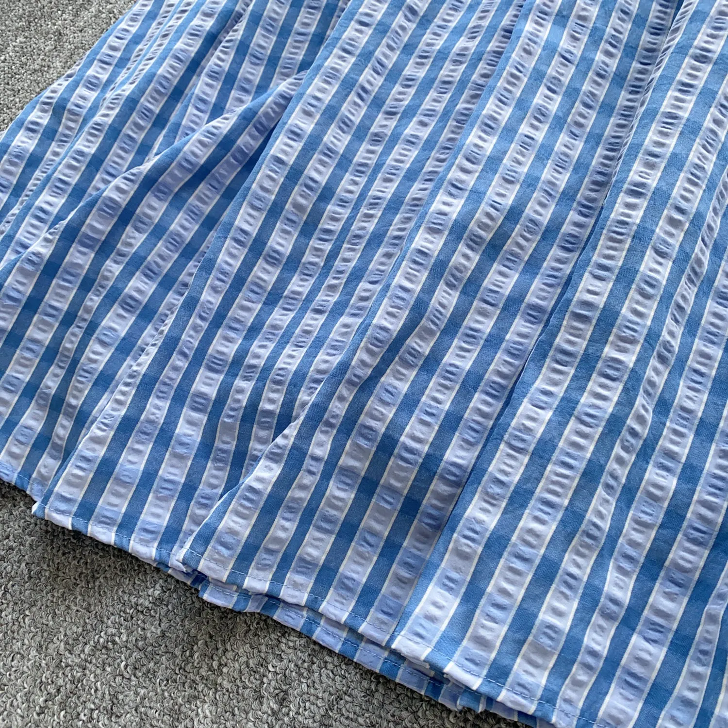 Korean Style Plaid Blue Slip Dress