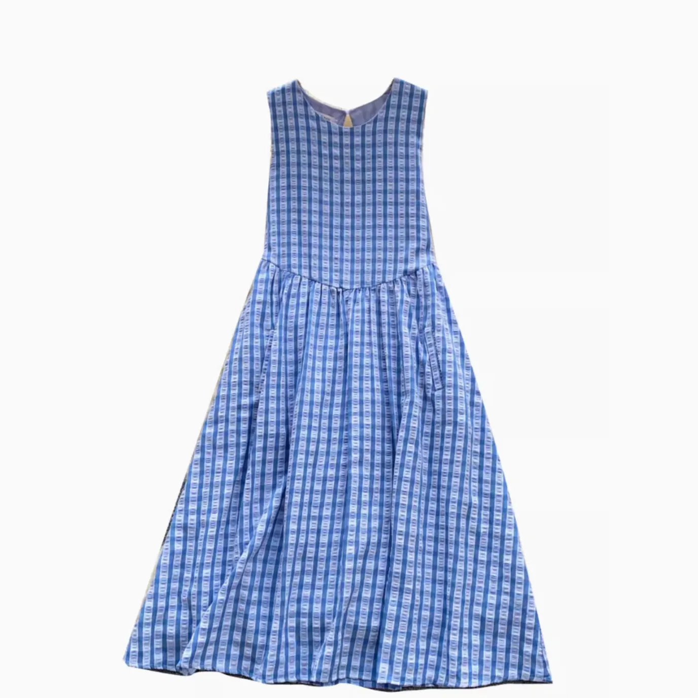 Korean Style Plaid Blue Slip Dress