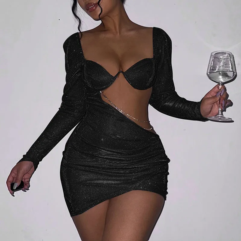 Melissa Chain Hollow Out Mini Dress