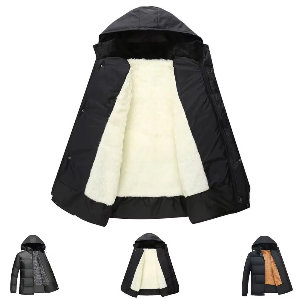 Men's Luxurious Puffer Jacket with Hood and Fleece Lining | Ideal for Autumn/Winter