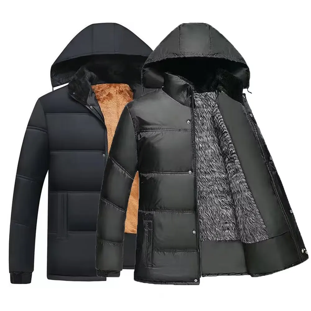 Men's Luxurious Puffer Jacket with Hood and Fleece Lining | Ideal for Autumn/Winter