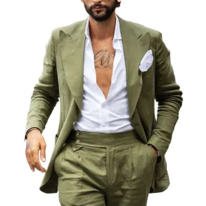 Men's Retro Grass Green Loose Two-button Blazer 88218560U