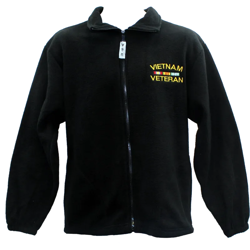 Men's Vietnam Veteran Black Fleece Jacket