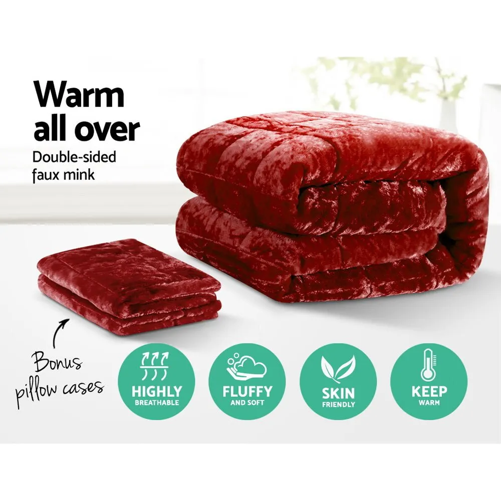 Mink Quilt Queen Size Burgundy