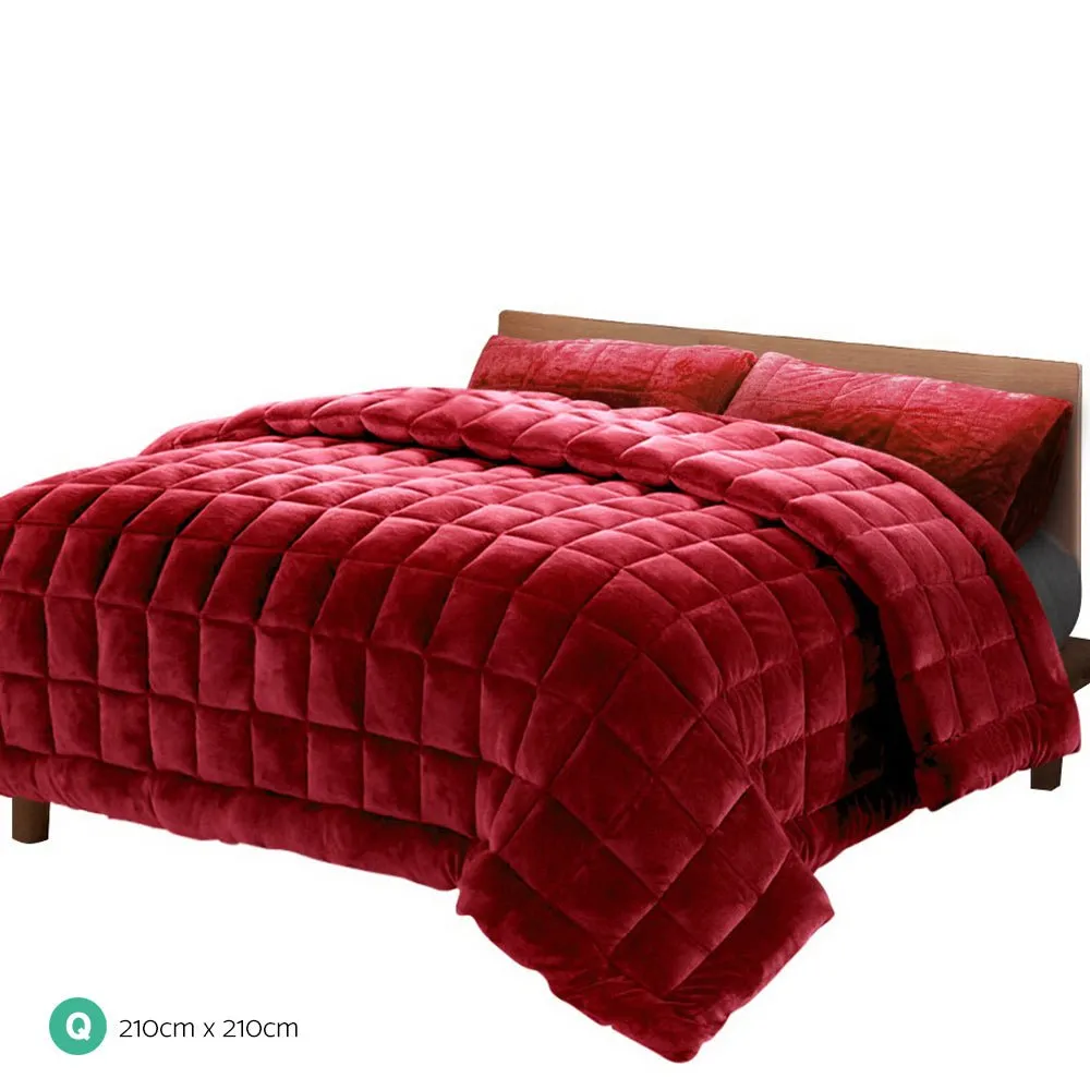Mink Quilt Queen Size Burgundy