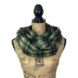 Mossy Green and Black Luxe Collection Plaid Infinity and Blanket Scarves