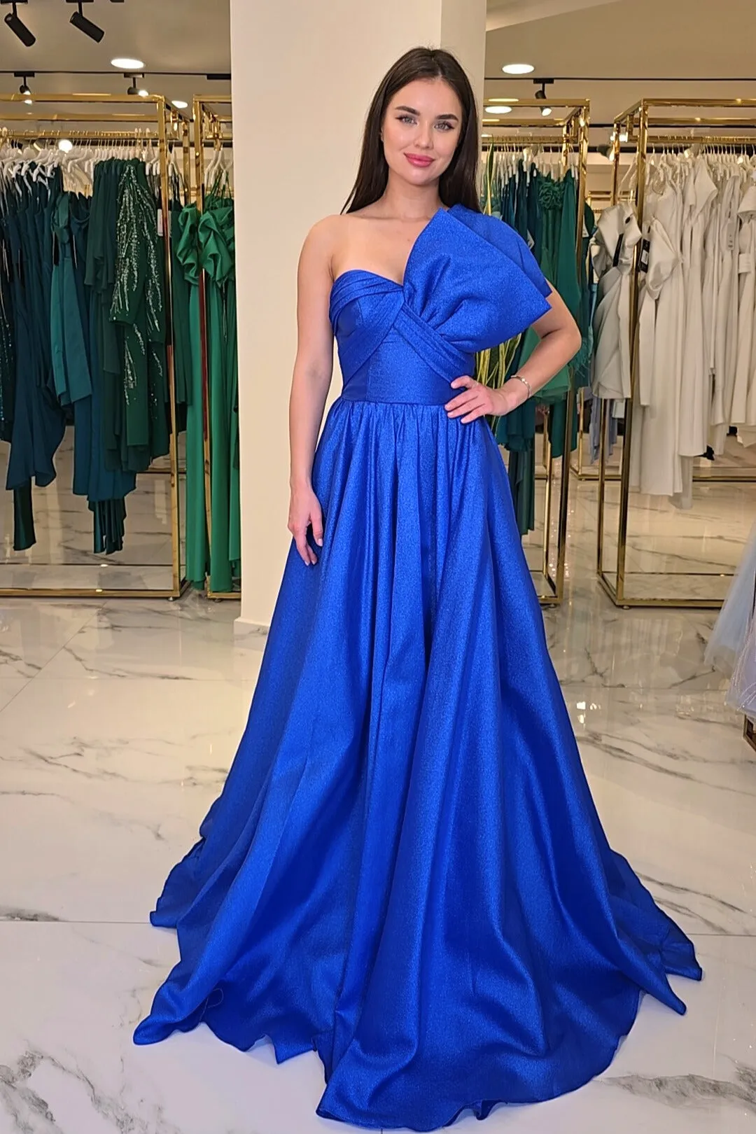 One Shoulder 3D Bow Maxi Dress