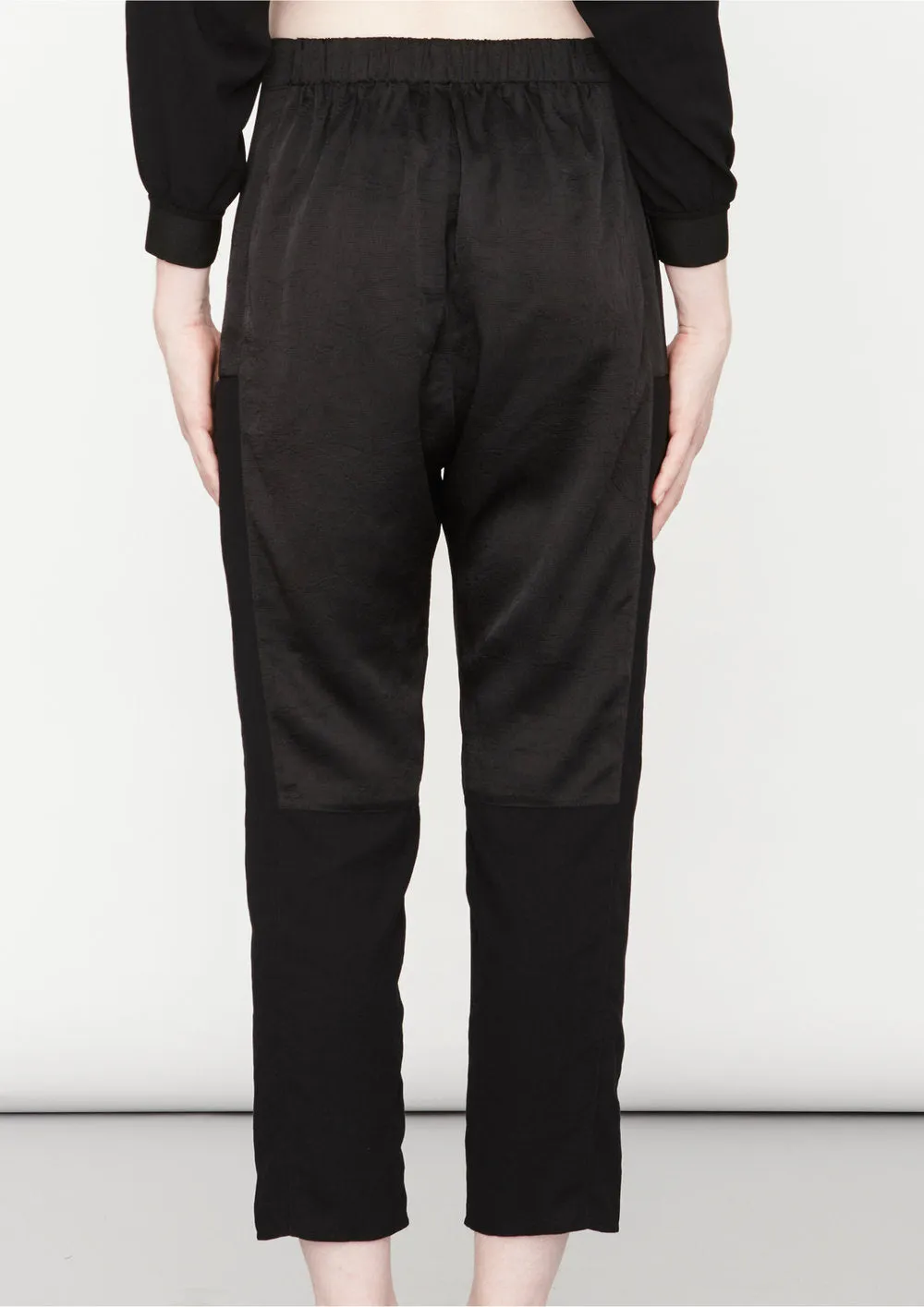 PANTS LOOSE ELASTIC - BLACK shiny