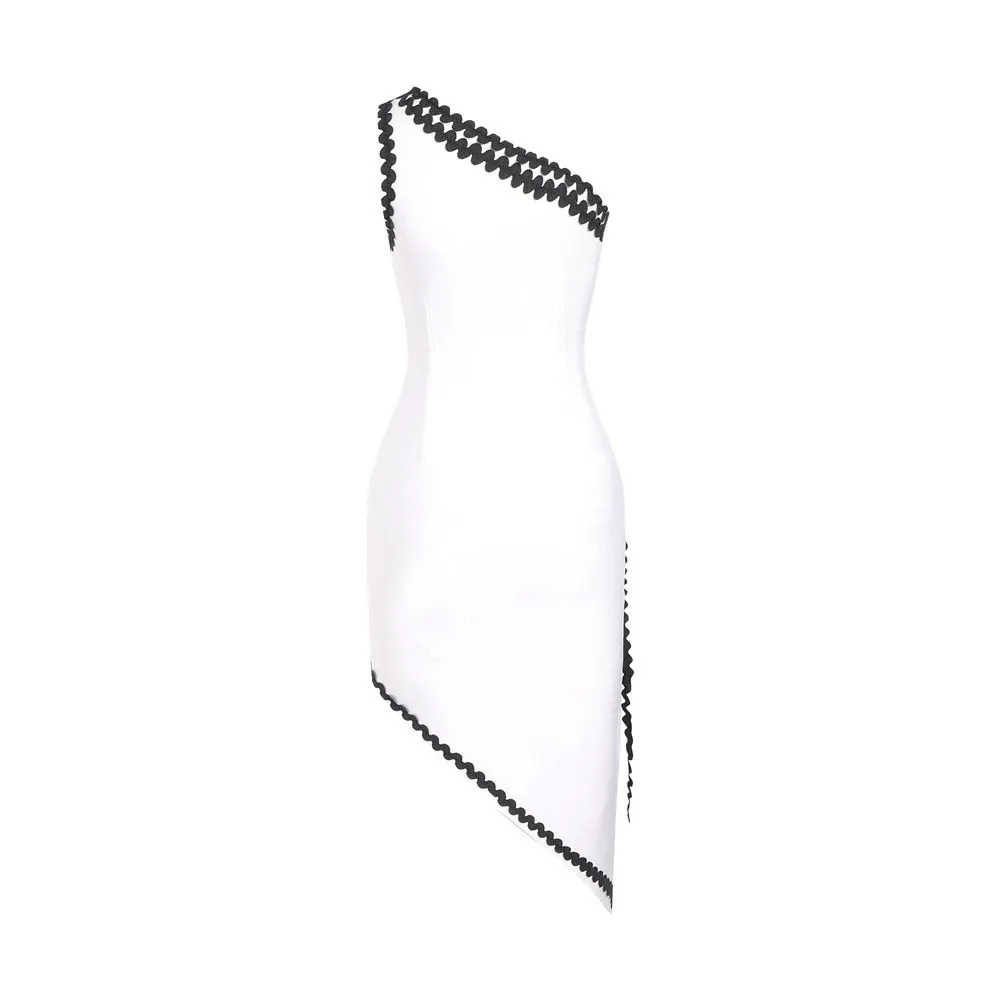 Patchwork One Shoulder Dress