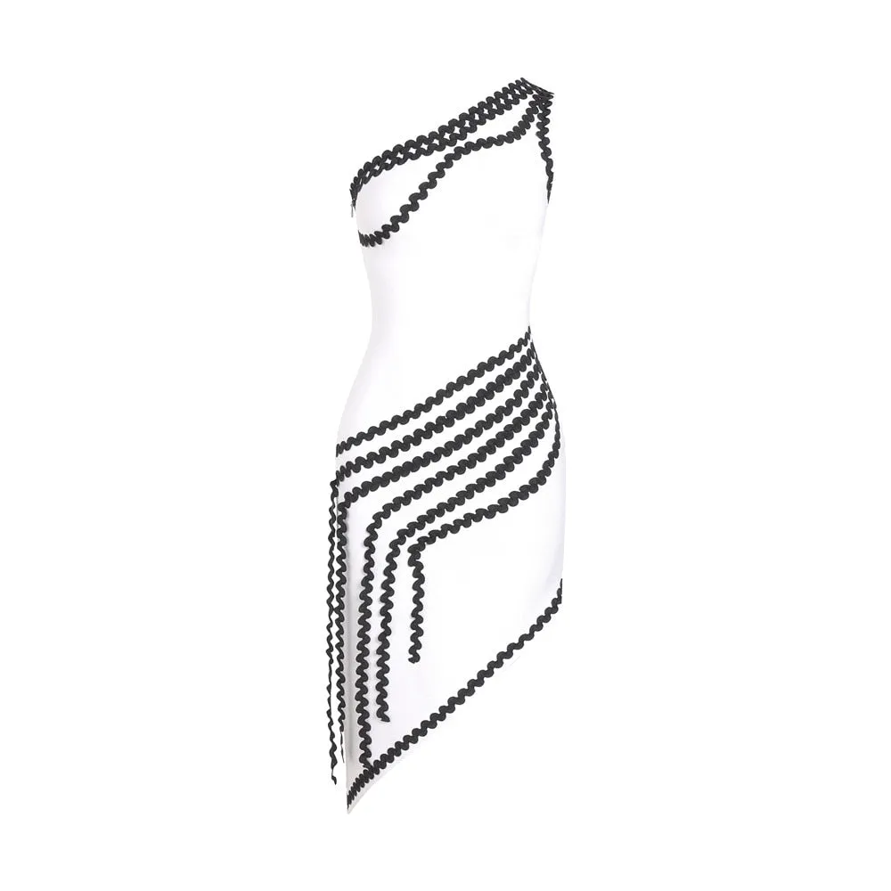 Patchwork One Shoulder Dress