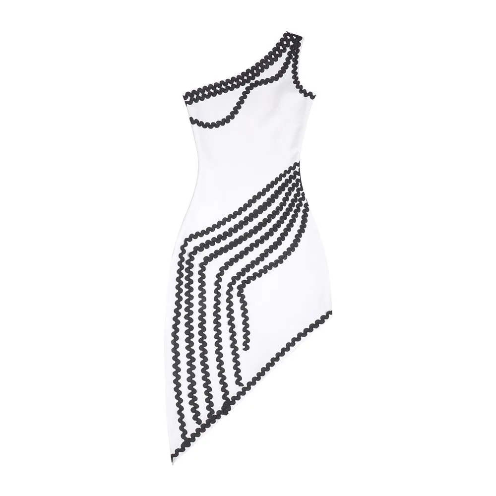 Patchwork One Shoulder Dress