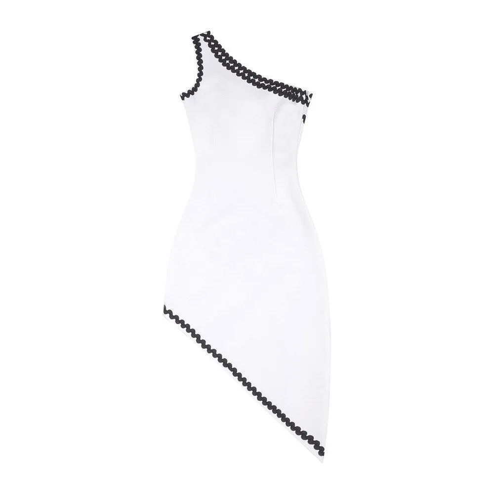 Patchwork One Shoulder Dress