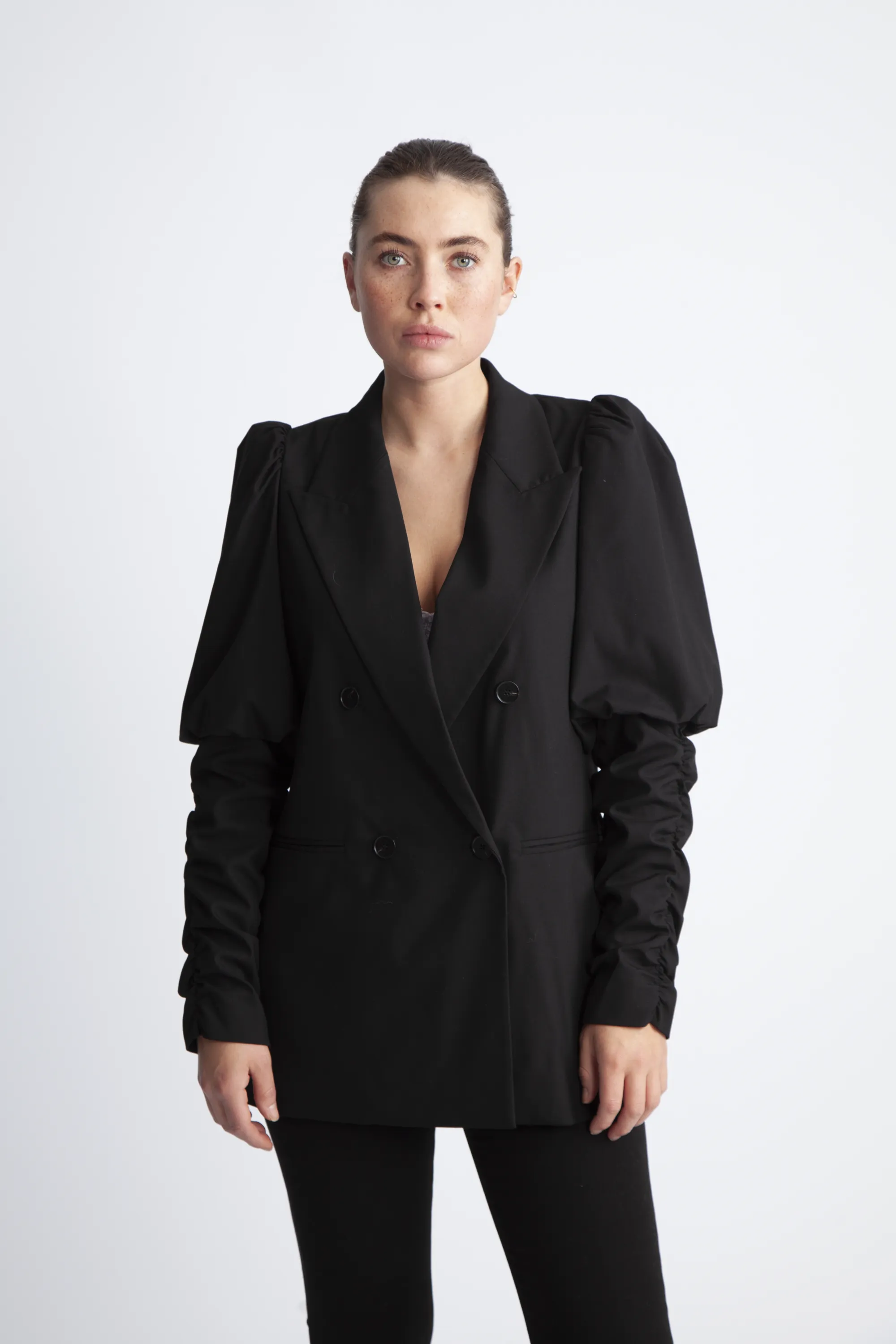 Puff Sleeve Blazer - Black