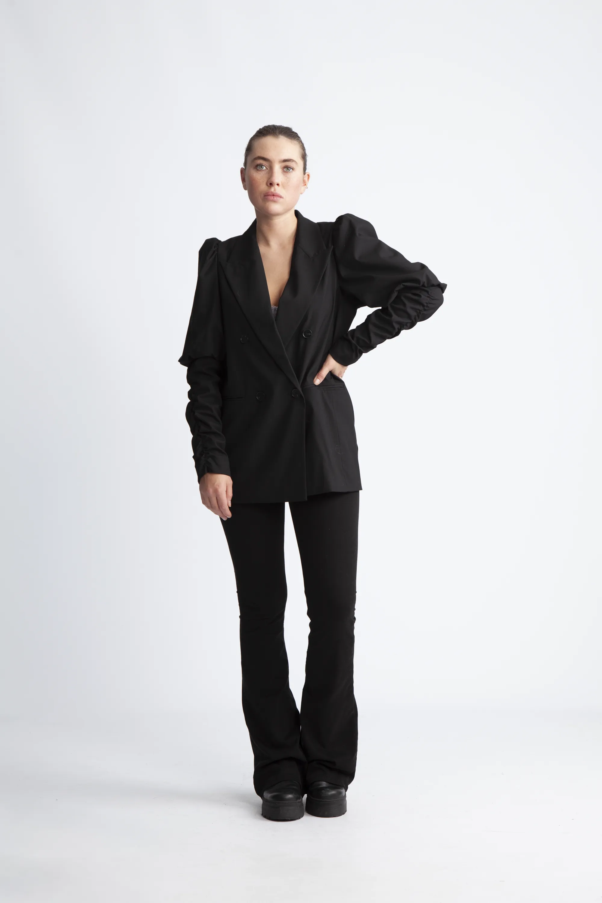 Puff Sleeve Blazer - Black
