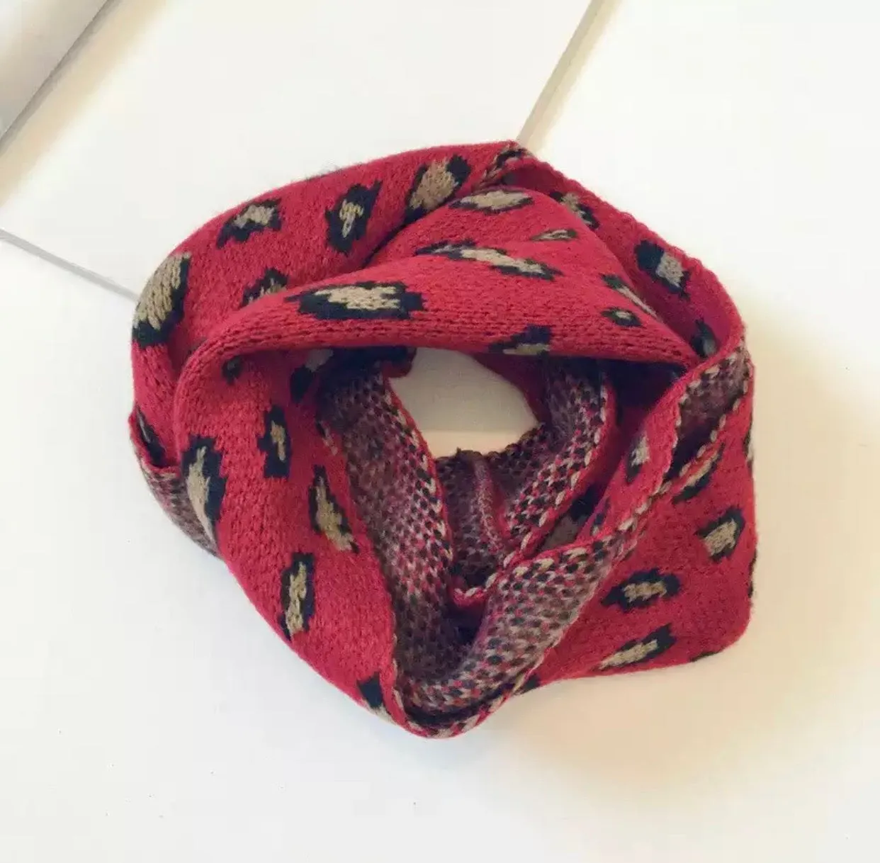 Red Leopard Infinity Scarf