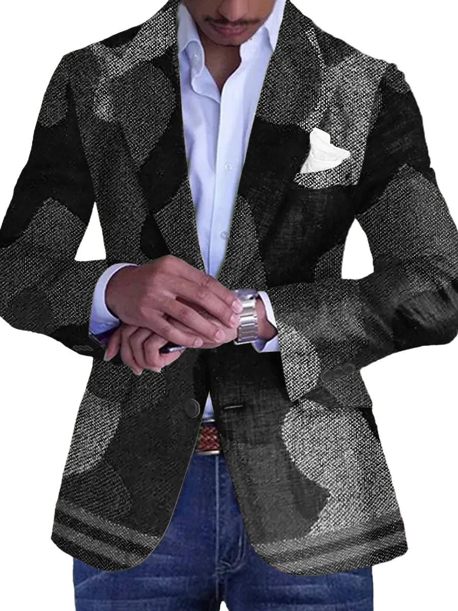 Retro Camouflage Print Casual Single Breasted Blazer