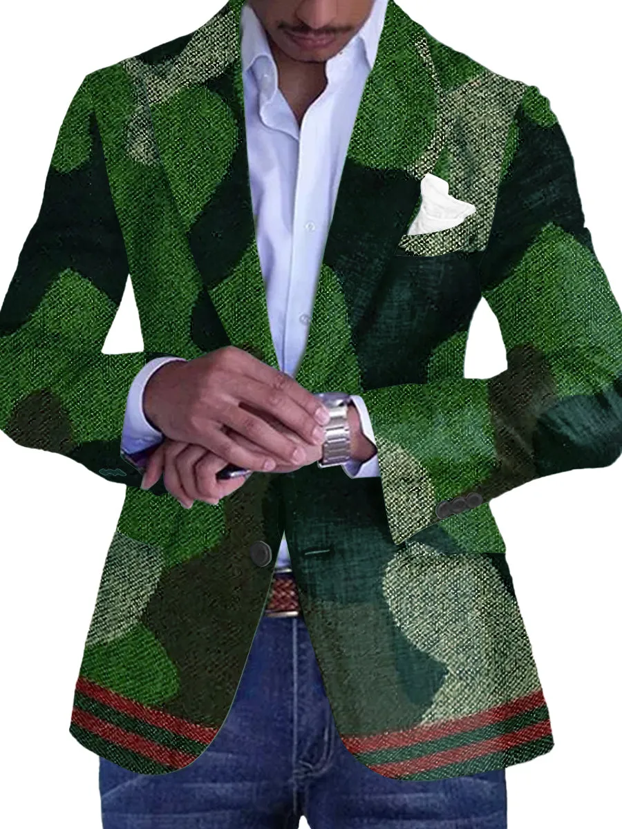 Retro Camouflage Print Casual Single Breasted Blazer