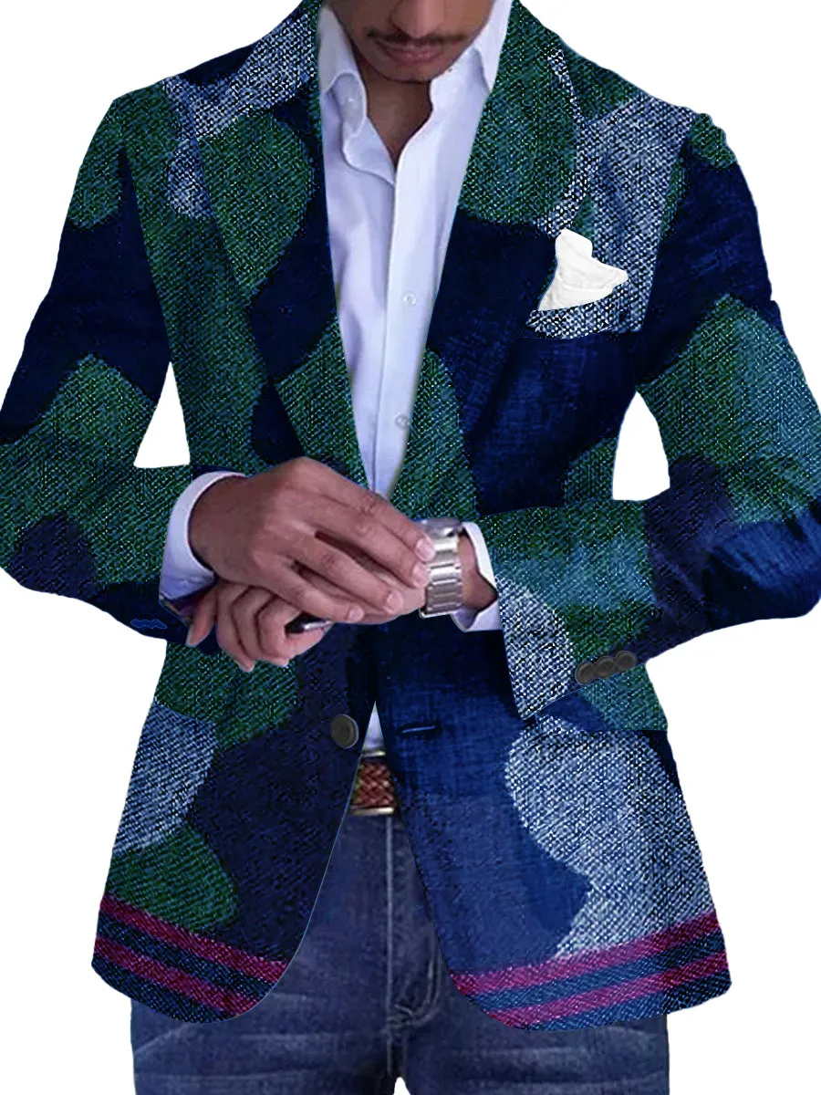Retro Camouflage Print Casual Single Breasted Blazer