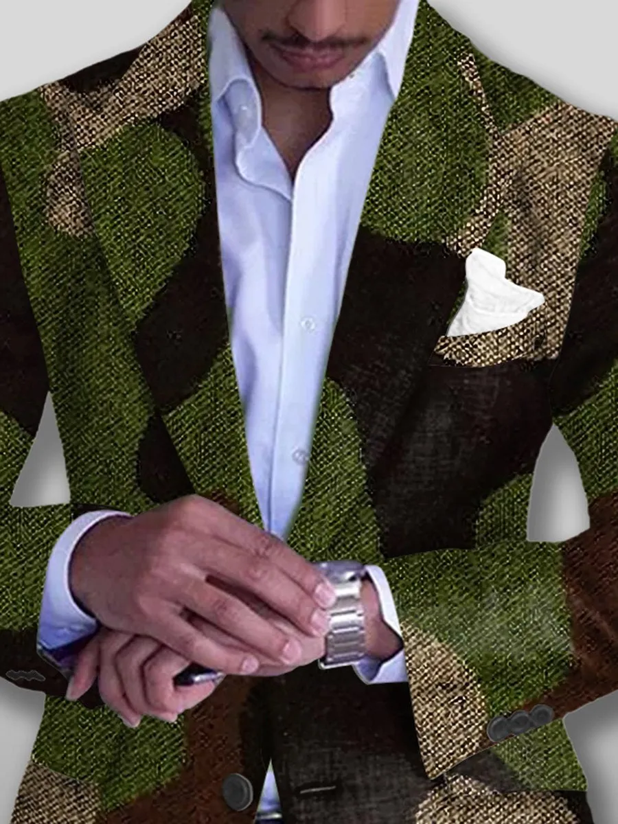Retro Camouflage Print Casual Single Breasted Blazer