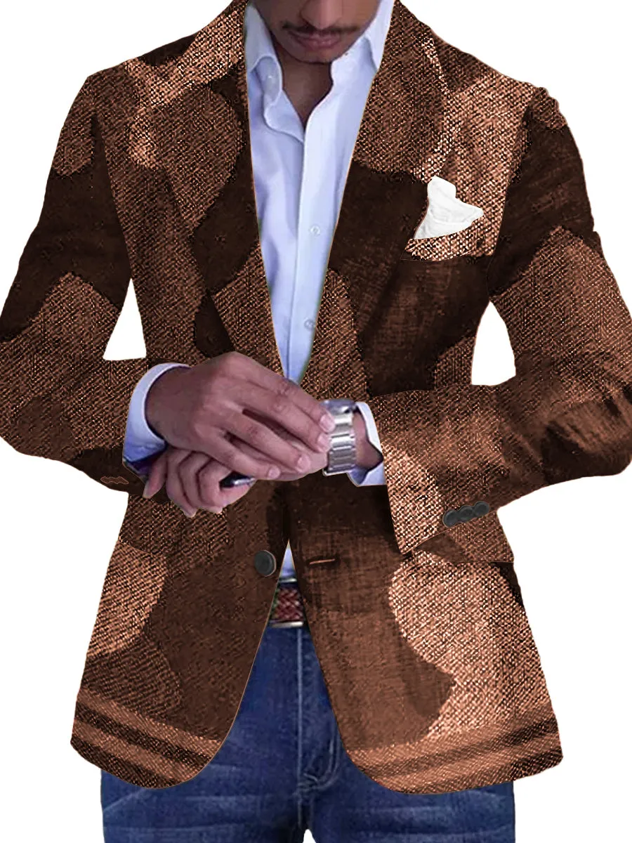 Retro Camouflage Print Casual Single Breasted Blazer