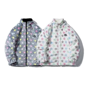 Reversible Fleece Fluffy Jacket - Stars Unisex