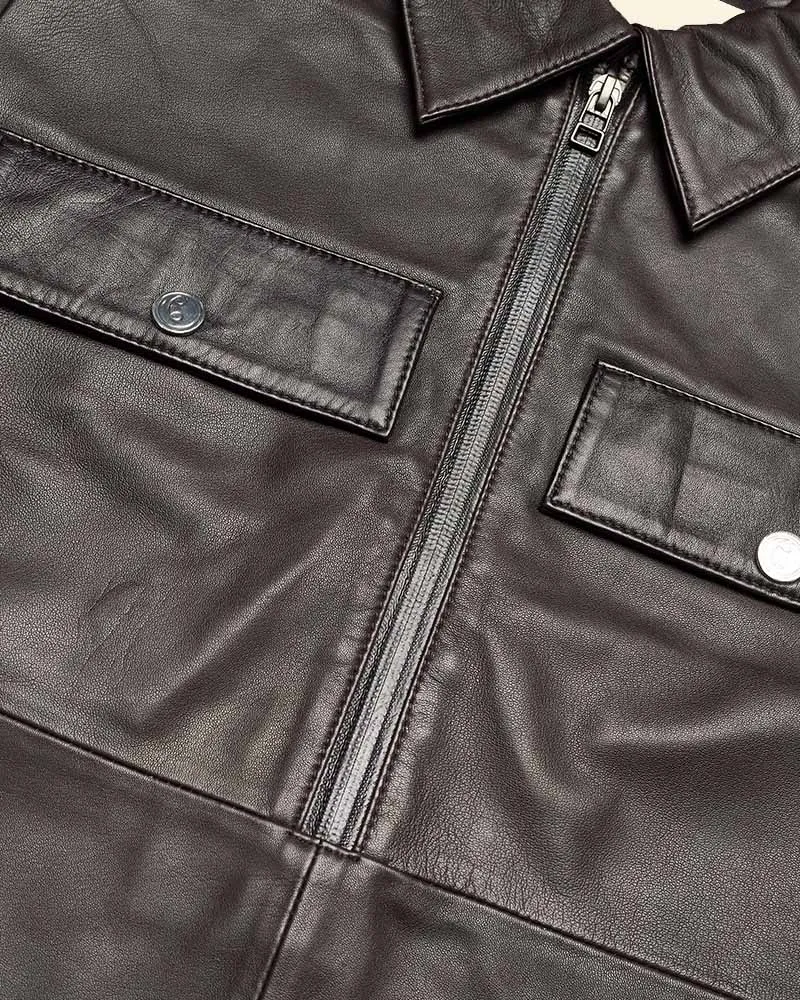 Sheep Leather Men Half Sleeves Shirt