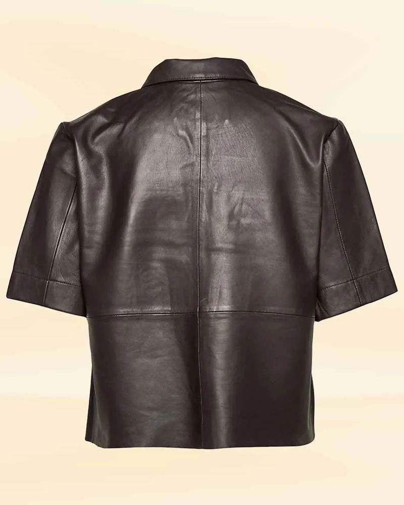 Sheep Leather Men Half Sleeves Shirt
