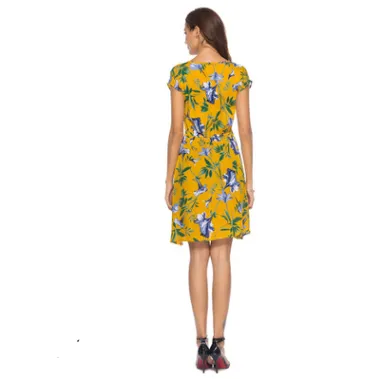 Short Sleeve Elastic Waist Dress