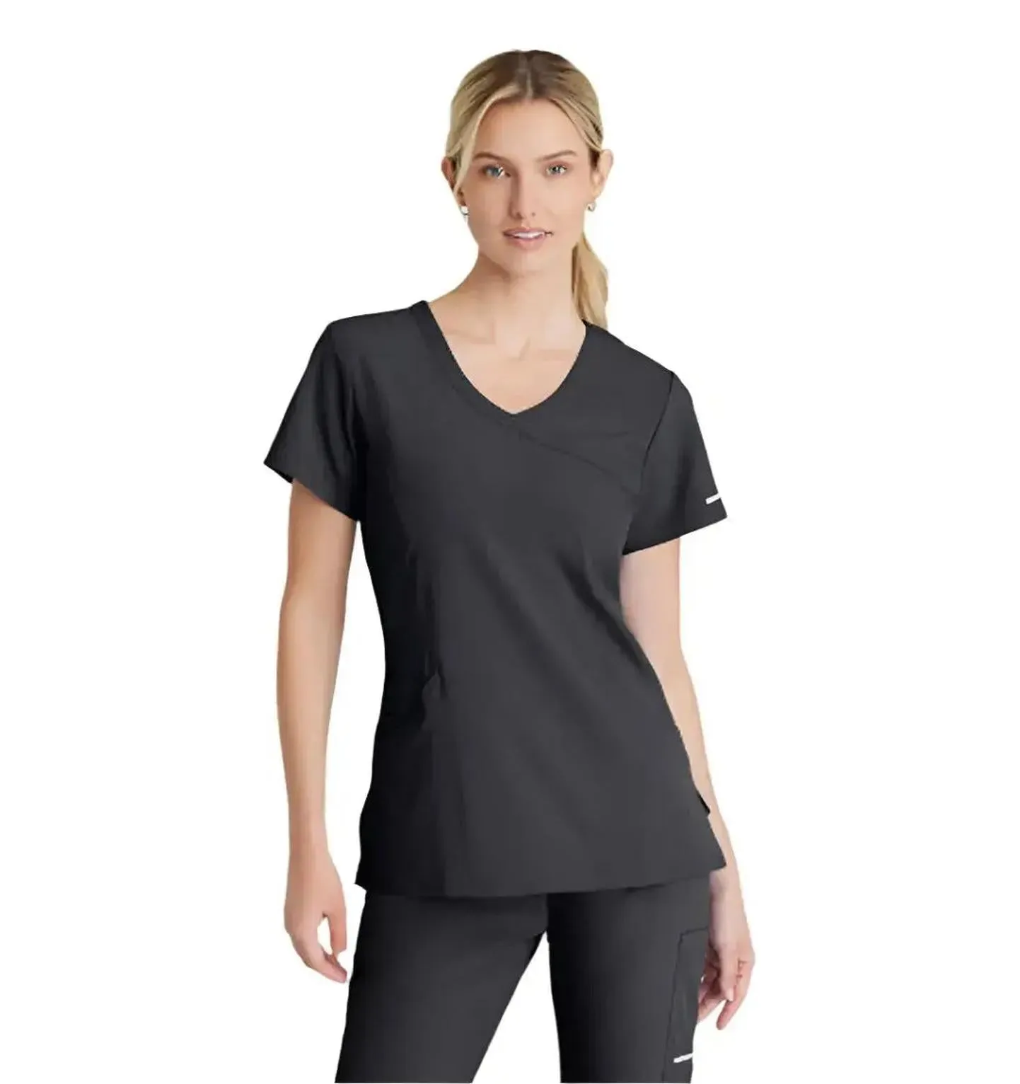 SKECHERS™ by Barco Reliance 3-Pocket Crossover V-Neck Scrub Top-Plus