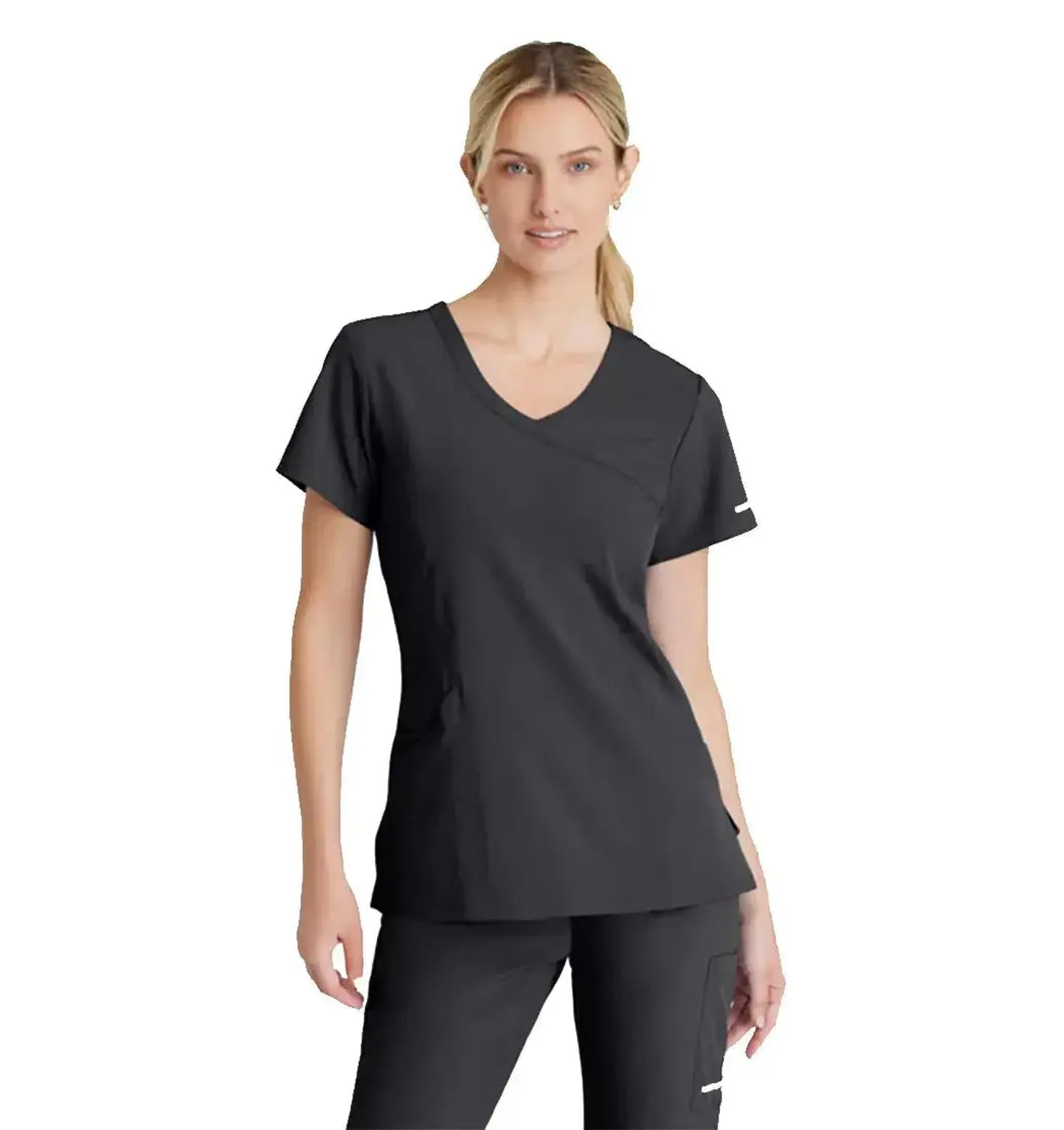 SKECHERS™ by Barco Reliance 3-Pocket Crossover V-Neck Scrub Top-Plus