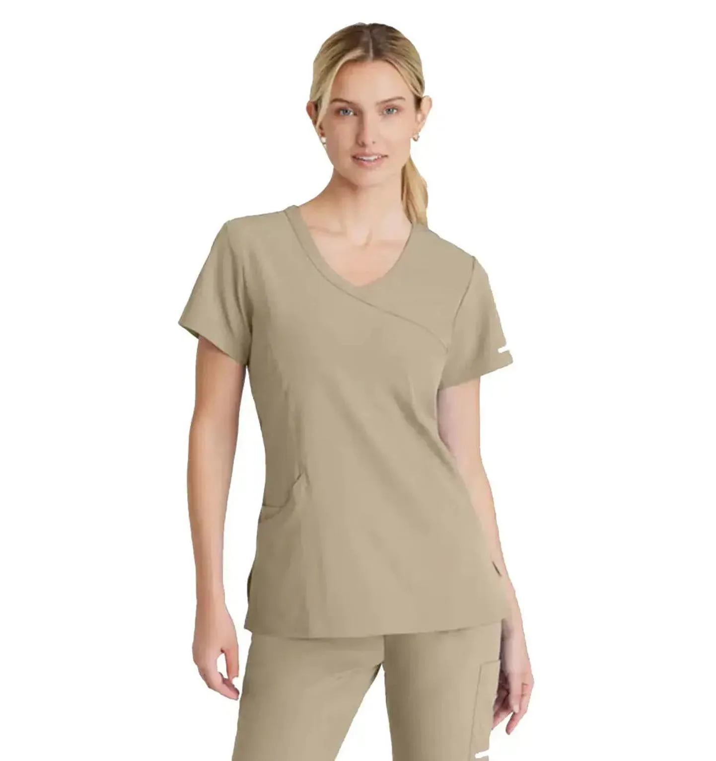 SKECHERS™ by Barco Reliance 3-Pocket Crossover V-Neck Scrub Top-Plus