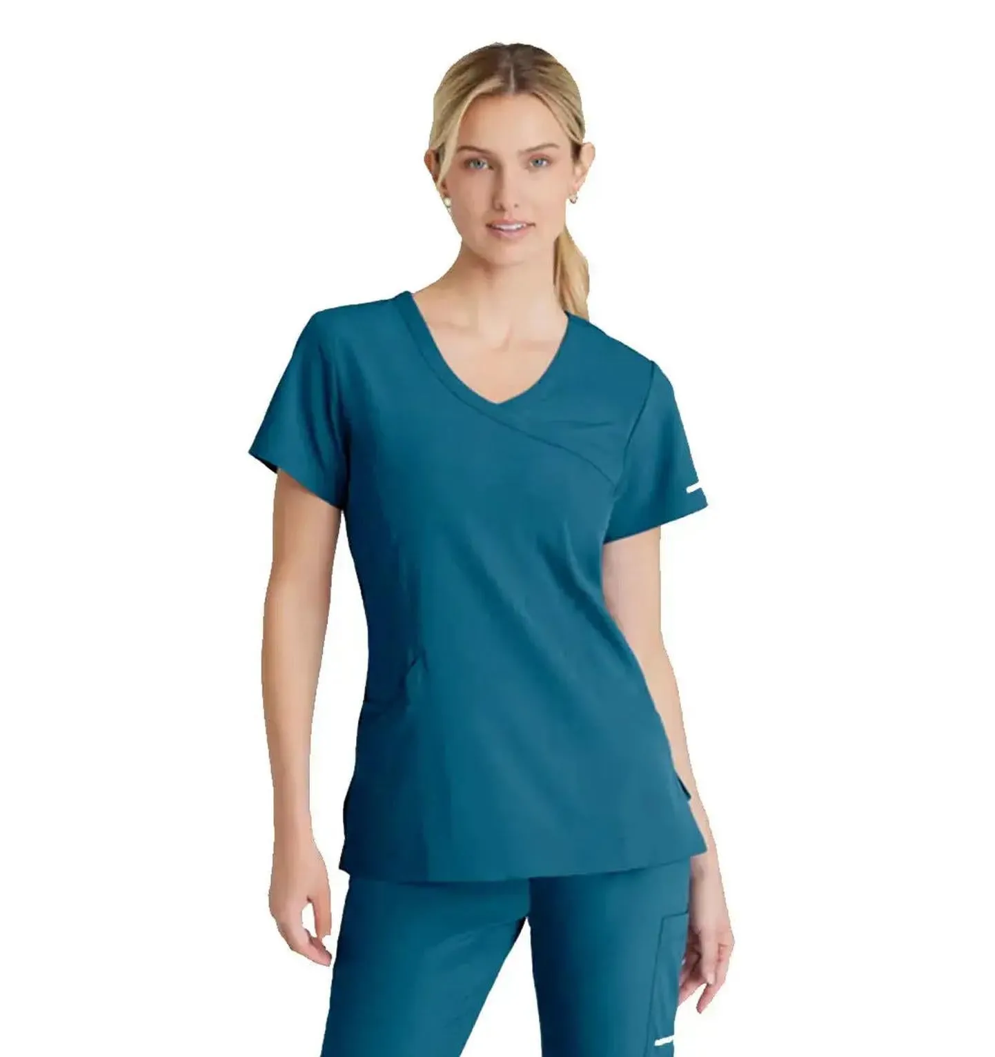 SKECHERS™ by Barco Reliance 3-Pocket Crossover V-Neck Scrub Top-Plus