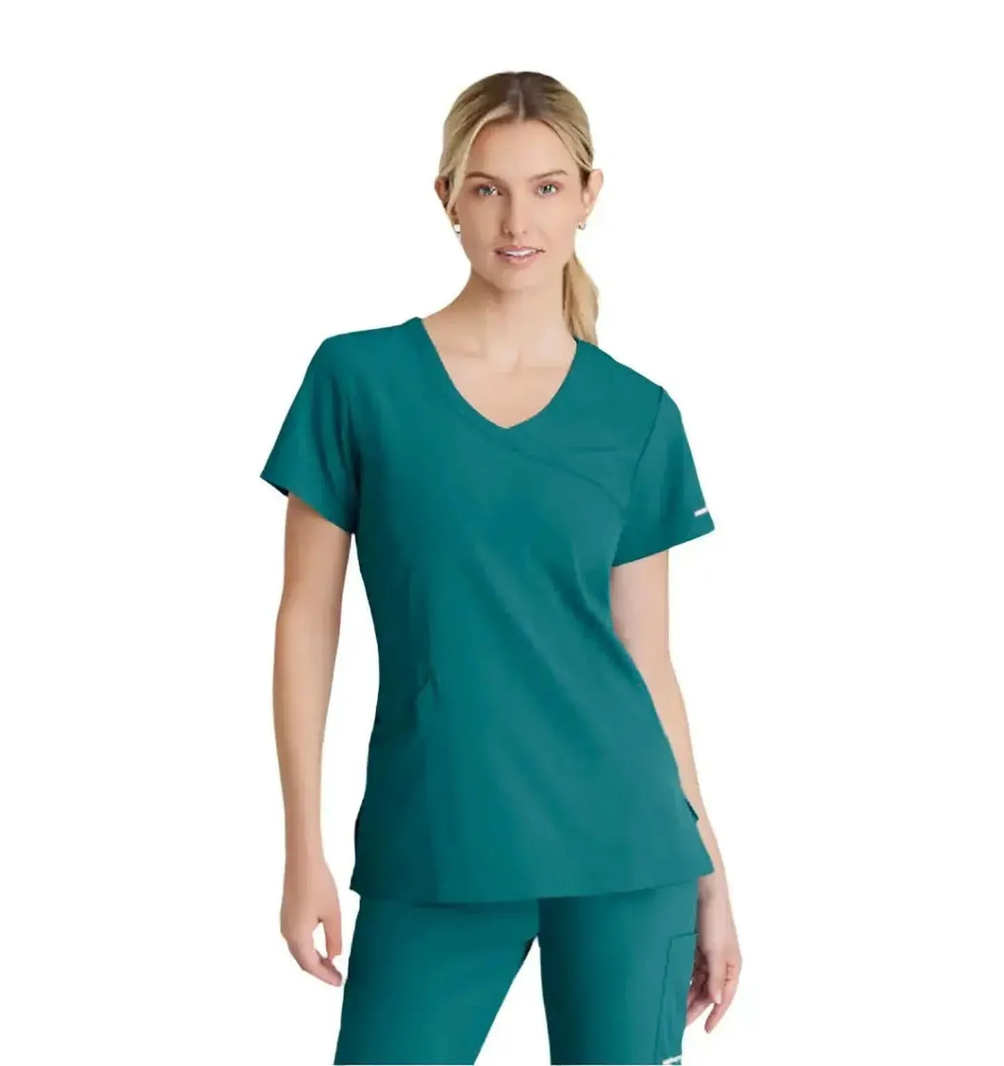SKECHERS™ by Barco Reliance 3-Pocket Crossover V-Neck Scrub Top-Plus
