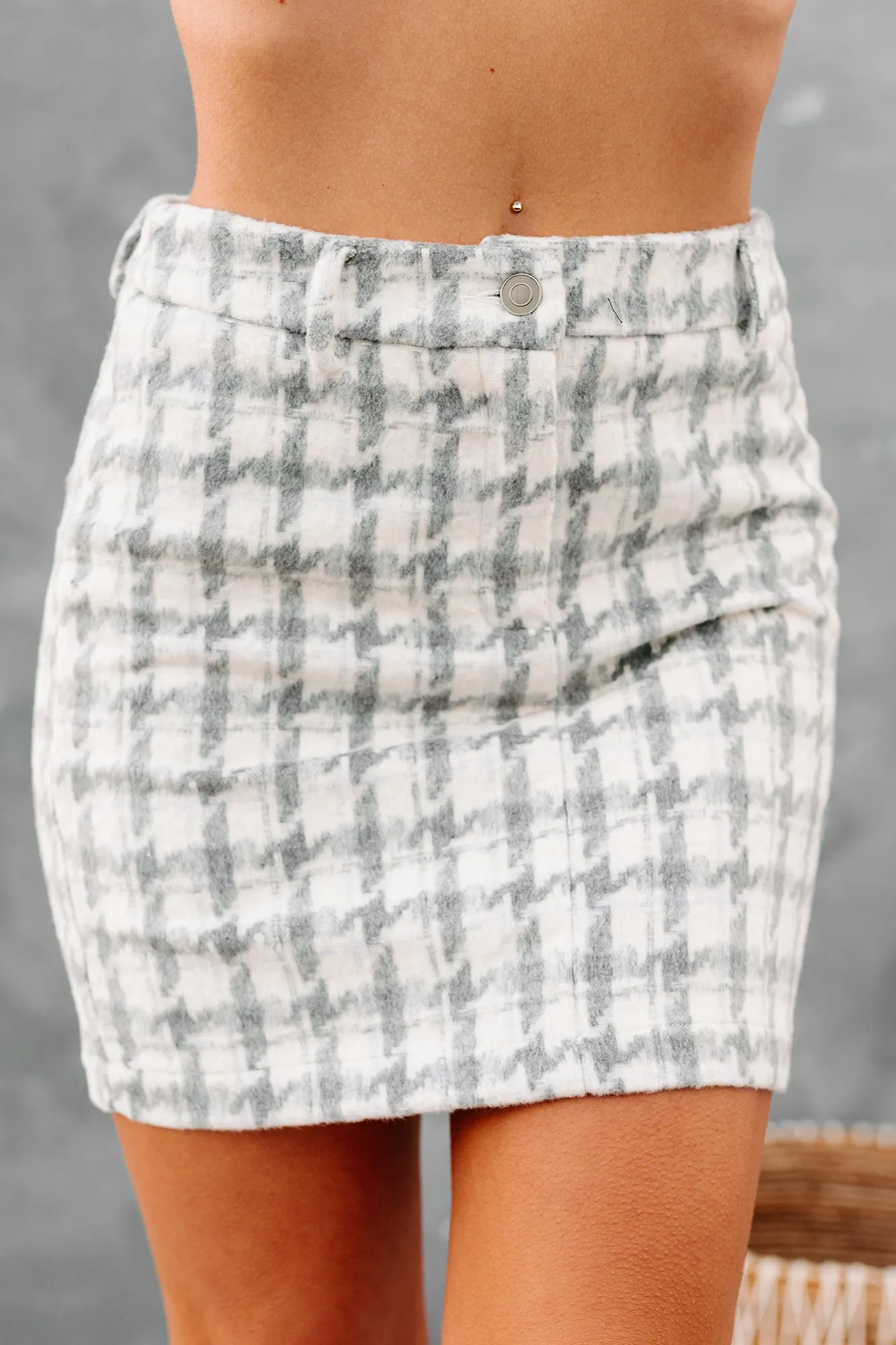Social Obligations Houndstooth Mini Skirt (Grey)