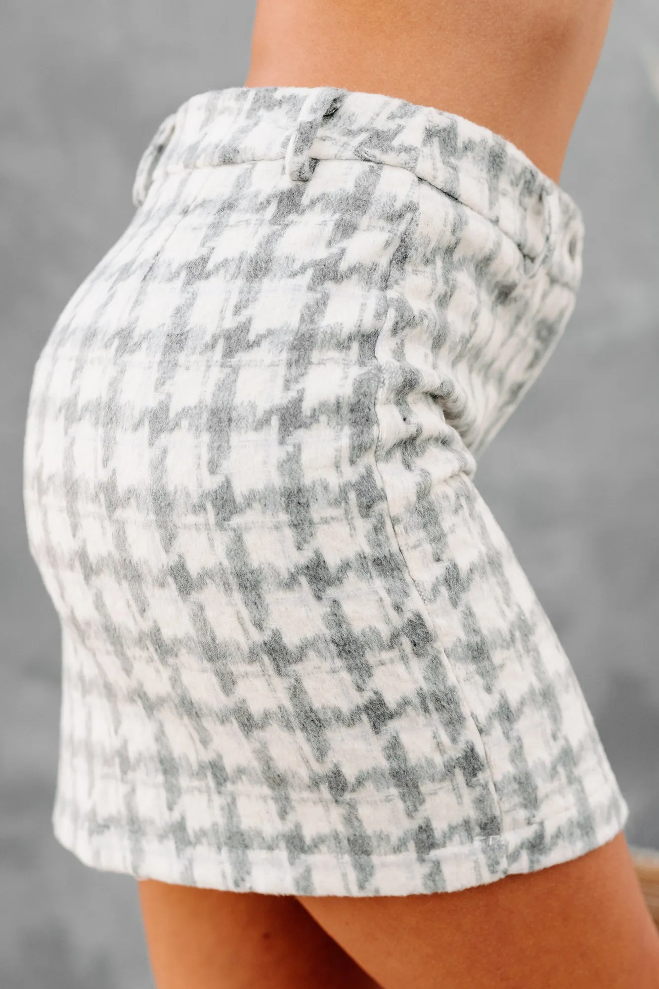 Social Obligations Houndstooth Mini Skirt (Grey)