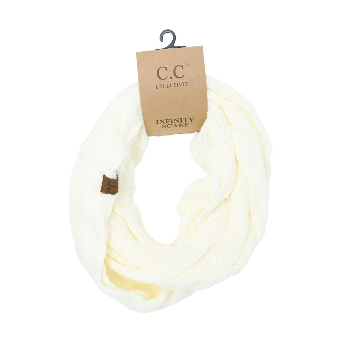 Solid Cable Knit  Infinity Scarf