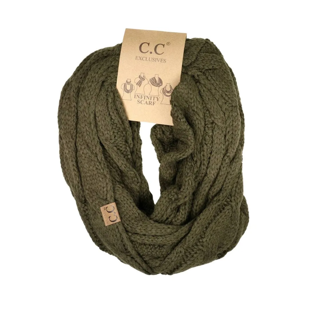 Solid Cable Knit  Infinity Scarf
